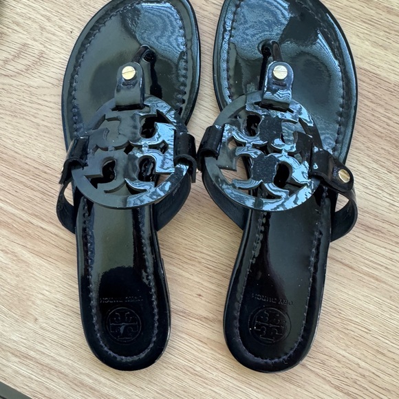 TORY BURCH millar Sandals In Black Patent Leather Size 8 - Picture 11 of 15